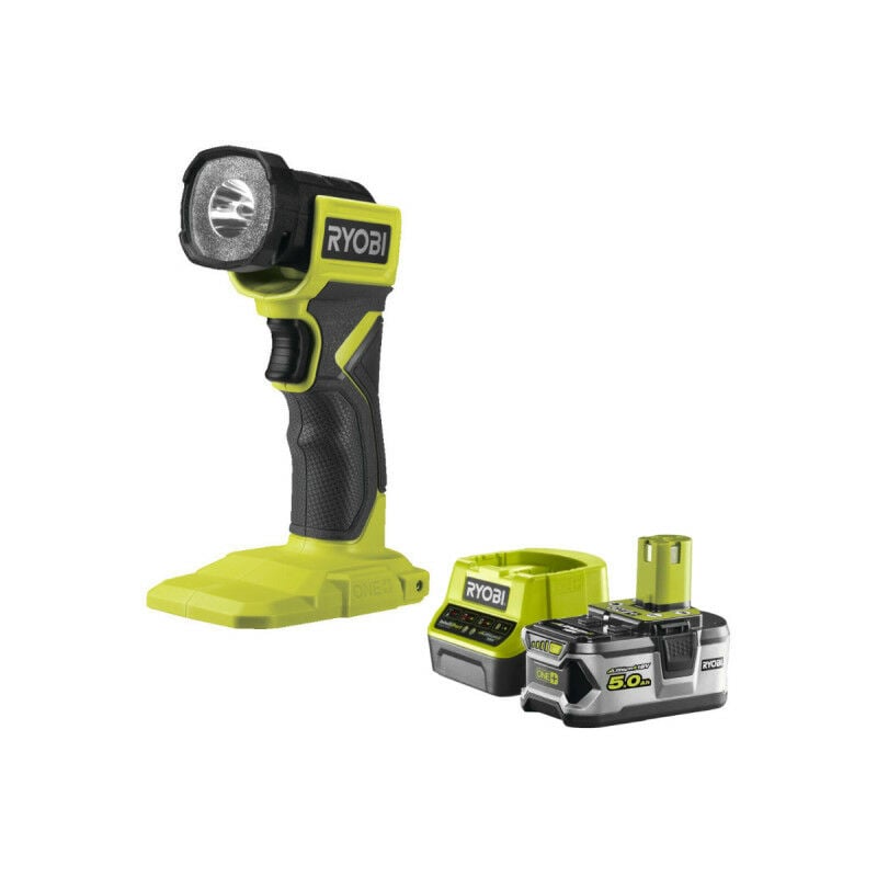 Ryobi - Pack Lanterne led à tête orientable 280 Lumens 18V One+ RLF18-0 - 1 Batterie 5.0Ah - 1 Chargeur rapide RC18120-150