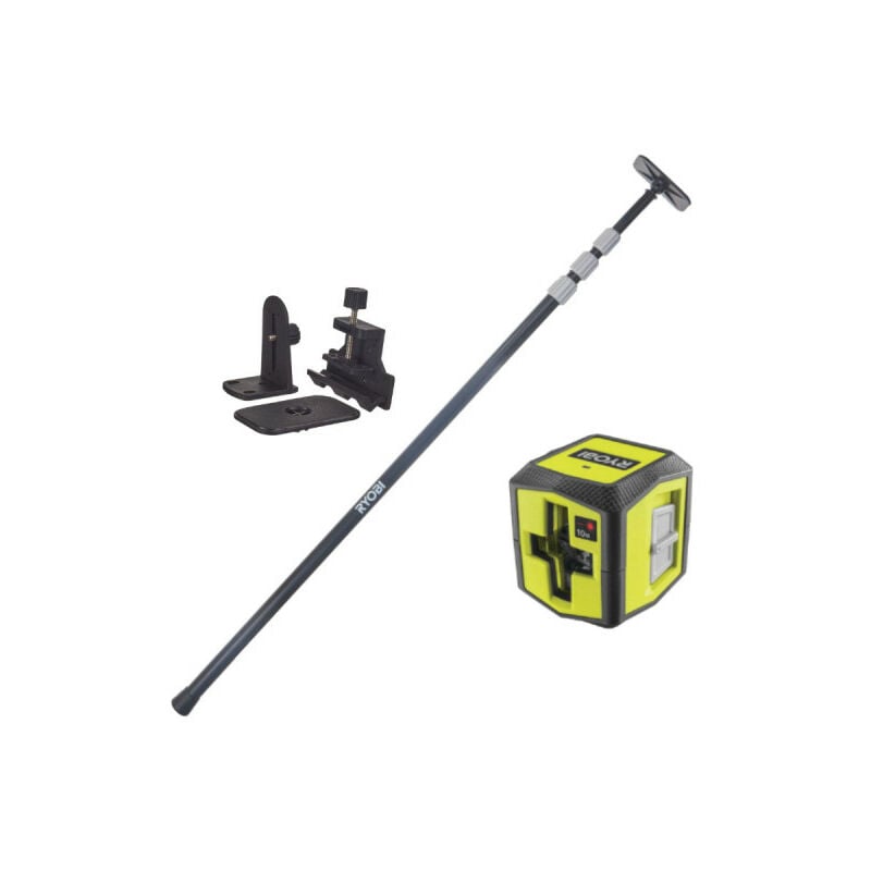 Pack Ryobi Laser croix rouge - 10m de porté - 0,5mm de précision - RBCLLR1 - Canne télescopique - 320cm - RBCLTP1