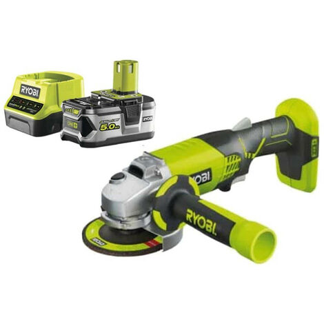 Pack RYOBI Meuleuse d'angle 18 V One+ R18AG-0 - 1 batterie 5.0Ah - 1 chargeur rapide 2.0Ah RC18120-150