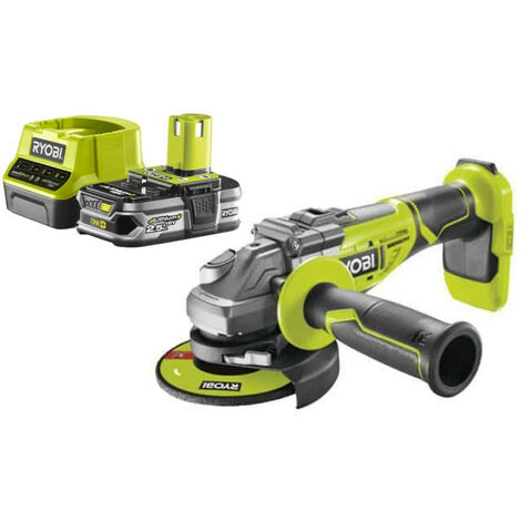 Pack RYOBI Meuleuse d'angle brushless 18V One+ R18AG7-0 - 1 Batterie 2.5Ah - 1 Chargeur rapide RC18120-125