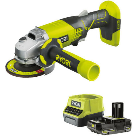 Pack RYOBI Meuleuse d'angle R18AG-0 - 18 V One+ - 1 batterie 2.0Ah - 1 chargeur rapide RC18120-120