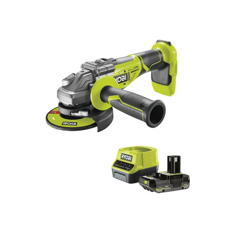 Ryobi - Pack Meuleuse d'angle R18AG7-0 - Brushless 18V One+ - 1 batterie 2.0Ah - 1 chargeur rapide RC18120-120