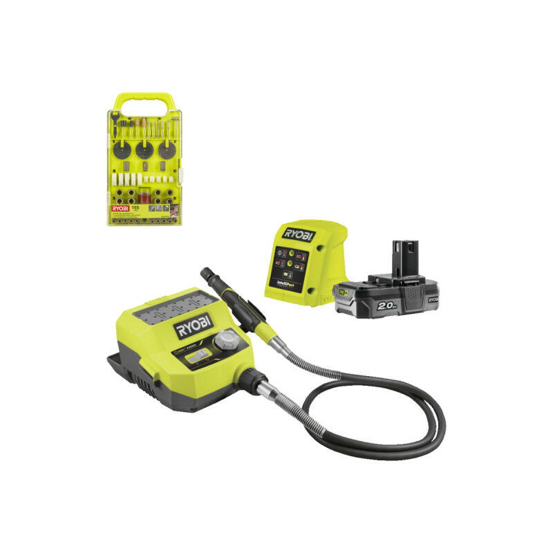 Pack Ryobi Mini-outil multifonction RRTS18-120GA35 - 18V One+ - 1 batterie 2.0Ah - 1 chargeur - 35 accessoires - Kit de 155 accessoires RAKRT155