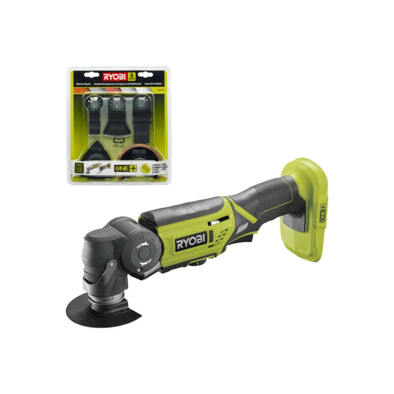 Pack Ryobi Multitool R18MT-0 - 18V One+ sans batterie ni chargeur - Kit spécial carrelage 5 pièces RAK05MT