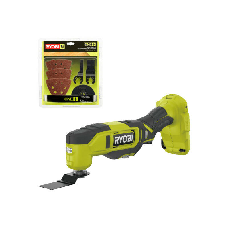 Pack Ryobi Multitool RMT18-0 - 18V One+ - 11 accessoires - Sans batterie ni chargeur - Kit spécial bois 15 pièces RAK15MT