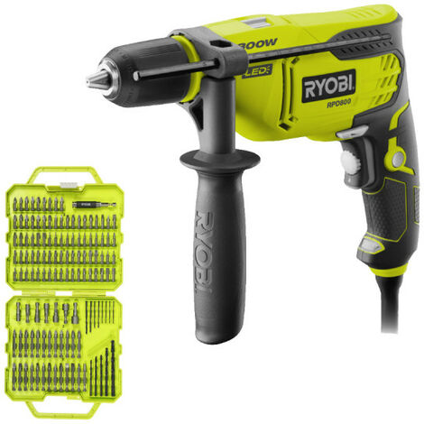 Pack RYOBI - Perceuse à percussion - RPD800-K - 800W - Coffret RAK127DDSD 127 accessoires de vissage perçage