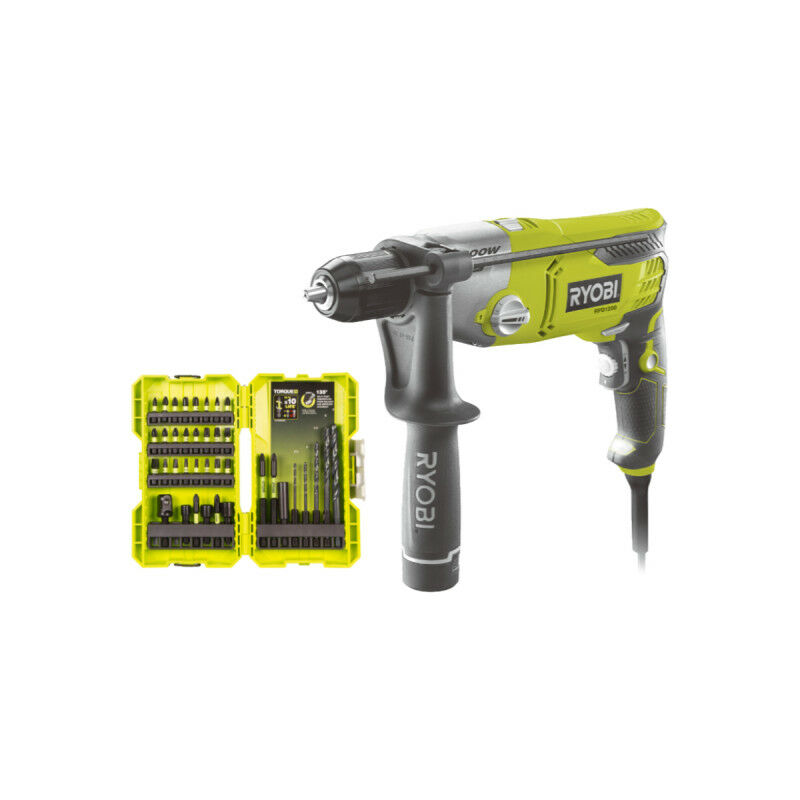 Pack RYOBI Perceuse à percussion RPD1200 K Coffret de 38 accessoires RAK38DSDI2