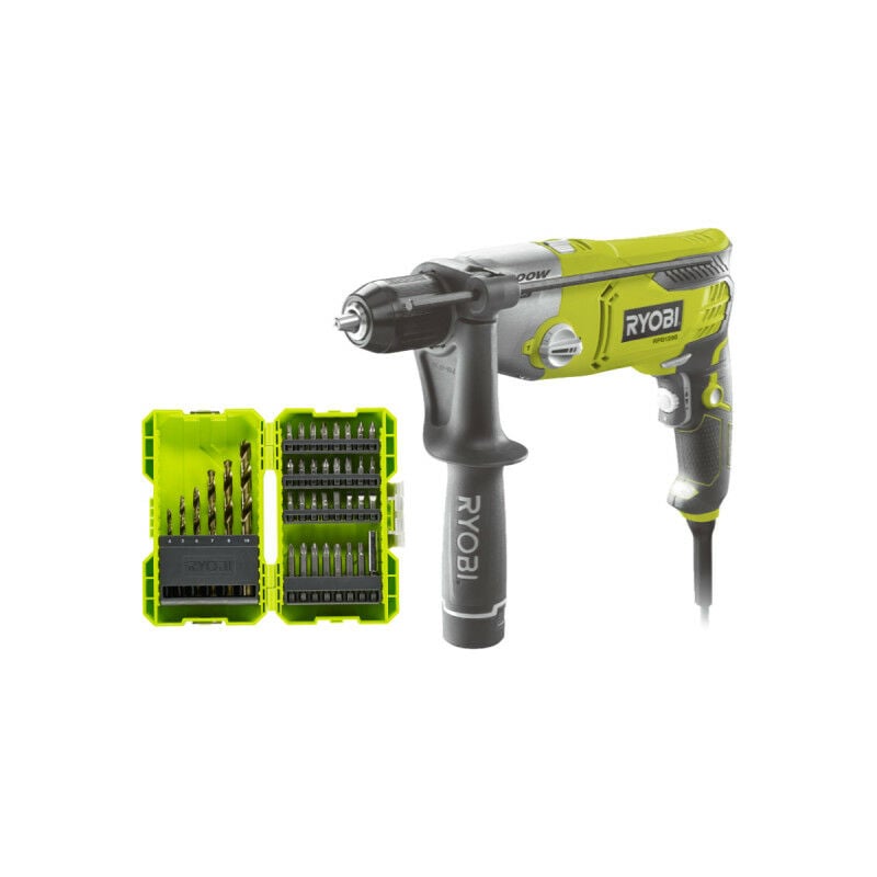 Pack Ryobi Perceuse à percussion RPD1200-K - 1200W - Coffret de 38 accessoires - RAK38SDD