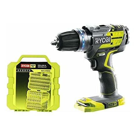 Pack RYOBI Perceuse-visseuse à percussion Brushless 18V One+ R18PDBL-0 - coffret 127 accessoires de vissage perçage RAK127DDSD