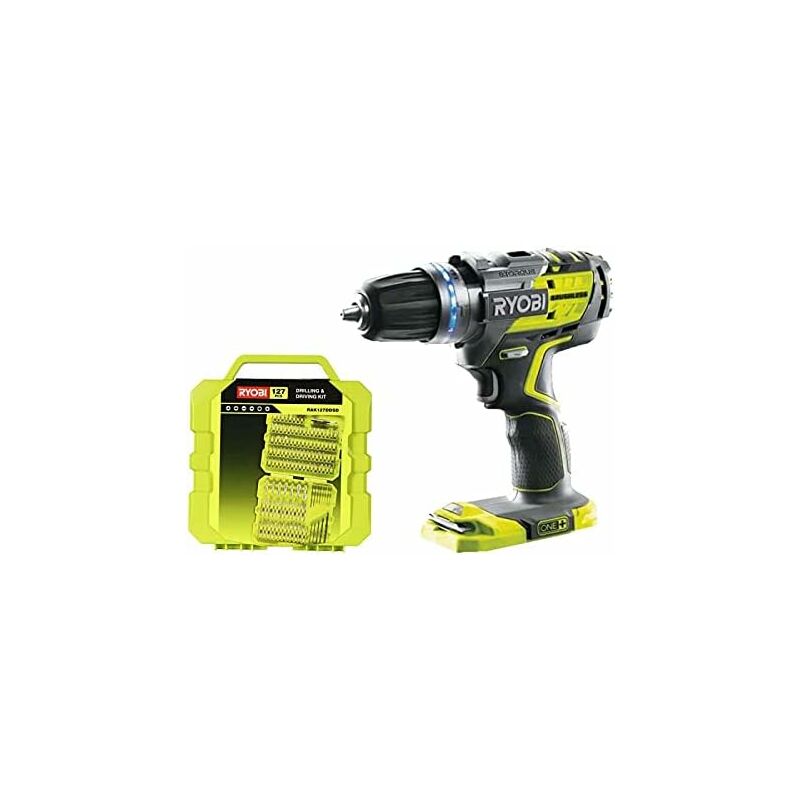 RYOBI  - Pack Perceuse-visseuse &agrave; percussion Brushless 18V One+ R18PDBL-0 - coffret 127 accessoires de vissage per&ccedil;age RAK127DDSD