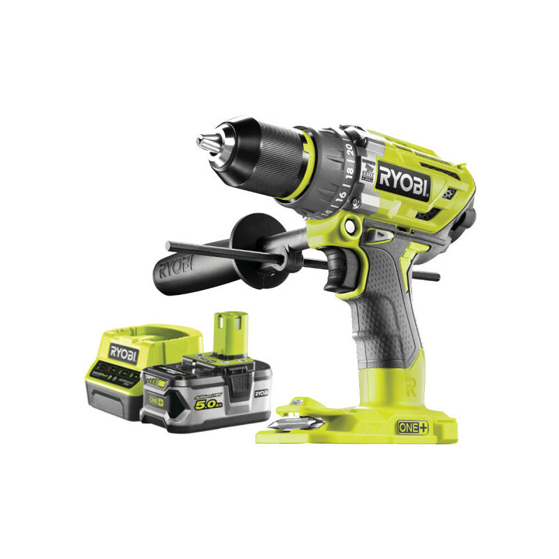 Pack Ryobi Perceuse-visseuse à percussion Brushless One+ R18PD7-0 - 1 Batterie 5.0Ah - 1 Chargeur rapide RC18120-150