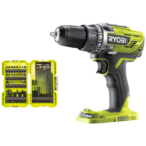 Pack RYOBI - Perceuse-visseuse R18DD3-0 - 18V One+ sans batterie ni chargeur - Coffret empilable impact 38 accessoires perçage-vissage-boulonnage RAK38DSDI2