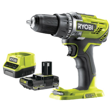 Pack RYOBI Perceuse-visseuse R18DD3 - 18V One+ - 1 Batterie 2.0Ah - 1 Chargeur rapide