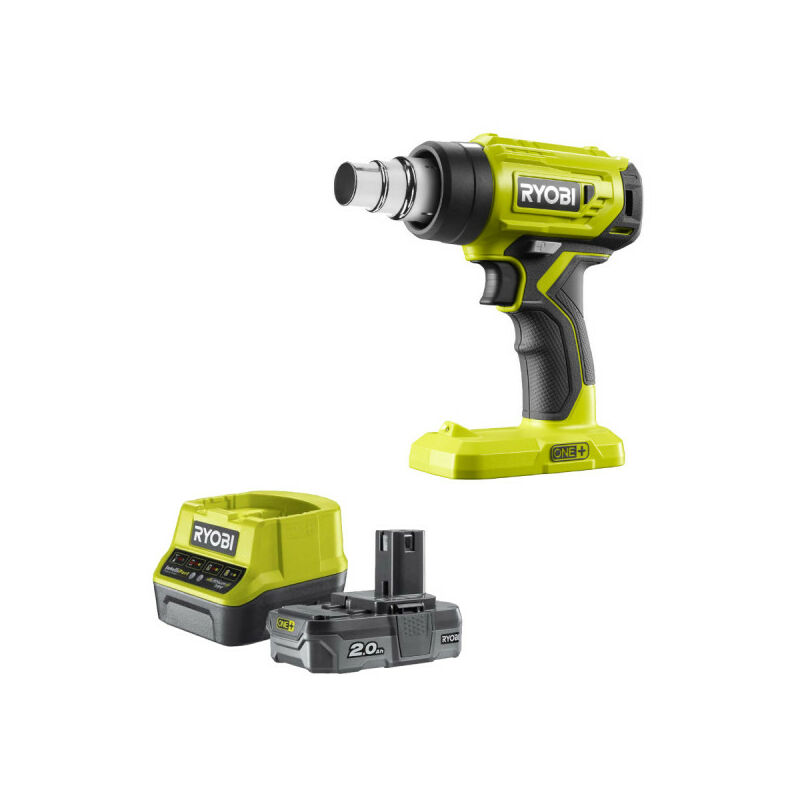 Ryobi - Pack Pistolet à air chaud 18V R18HG-0 - 1 batterie 2.0Ah - 1 chargeur rapide RC18120-120