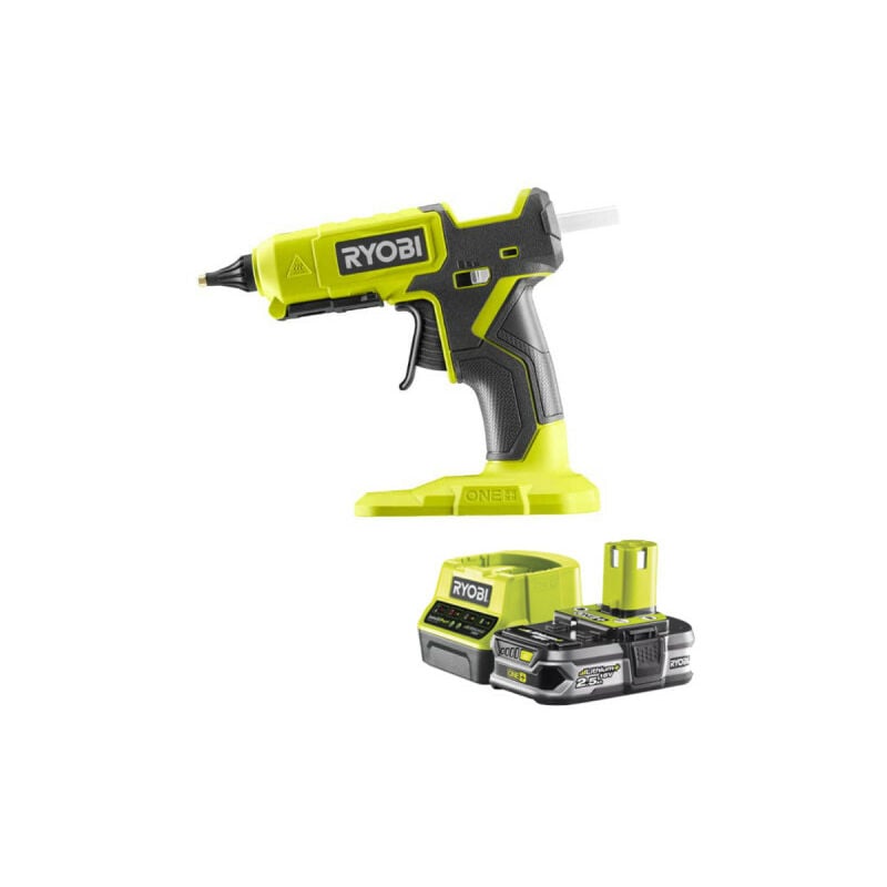 Pack RYOBI Pistolet à colle 2 températures 18V One+ RGL18-0 - 1 Batterie 2.5Ah - 1 Chargeur rapide RC18120-125