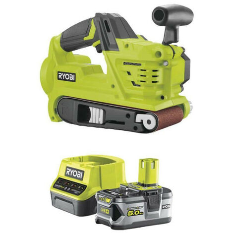 Pack RYOBI ponceuse à bande 75mm 18V One+ R18BS-0 - 1 batterie 5.0Ah - 1 chargeur rapide 2.0Ah RC18120-150