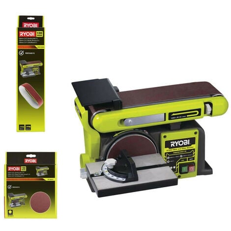 Pack Ryobi Ponceuse A Bande Et A Disque Stationnaire 370w Rbds46016 5 Bandes Abrasives Bss100a5 10 Disques Diamant Sd150a10 5133002858 5132003683 5132003685