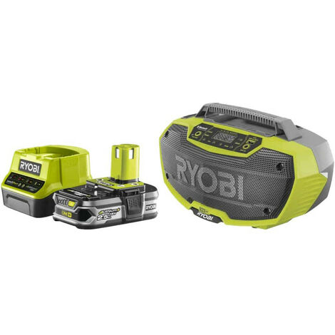 Pack RYOBI Radio d'atelier 18V One+ R18RH-0 - 1 Batterie 2.5Ah - 1 Chargeur rapide RC18120-125