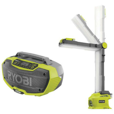 Pack RYOBI Radio d'atelier stéréo 18V One+ R18RH-0 - Lampe led modulable 18V One+ 850 Lumens R18ALF-0