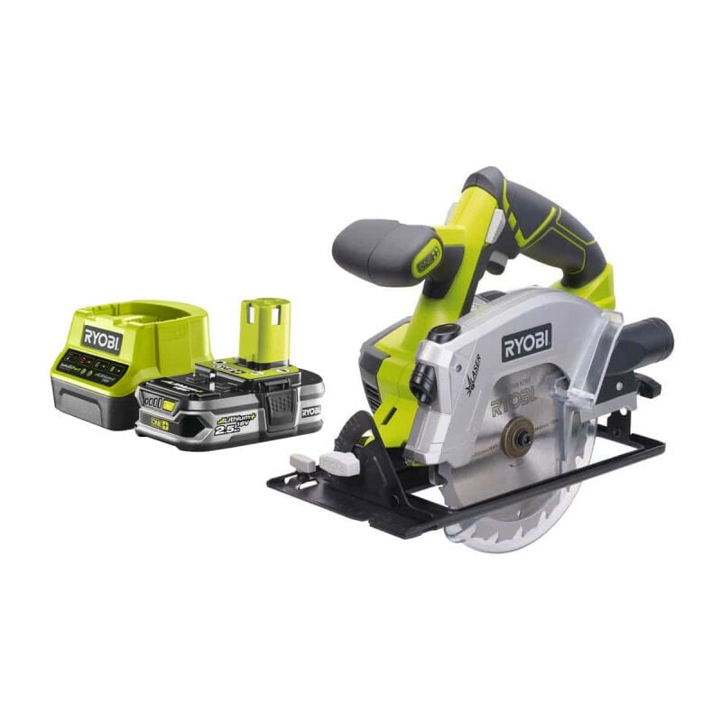 Pack Ryobi Scie circulaire 18V One+ diamètre 150 mm RWSL1801M - 1 Batterie 2.5Ah - 1 Chargeur rapide RC18120-125
