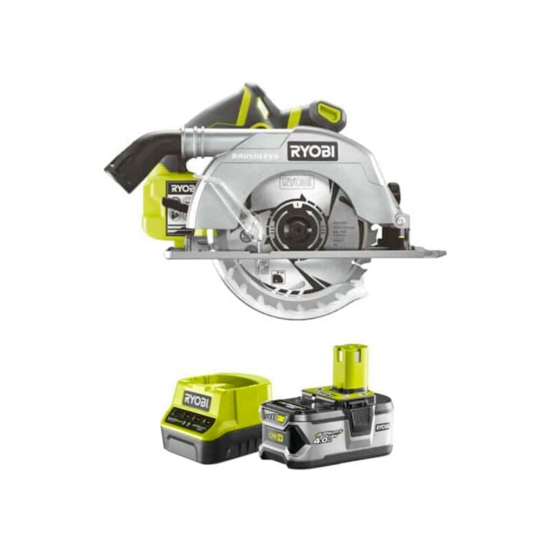 Pack RYOBI Scie circulaire Brushless 18V One+ 60mm R18CS7-0 - 1 batterie 4.0Ah - 1 chargeur rapide 2.0Ah RC18120-140