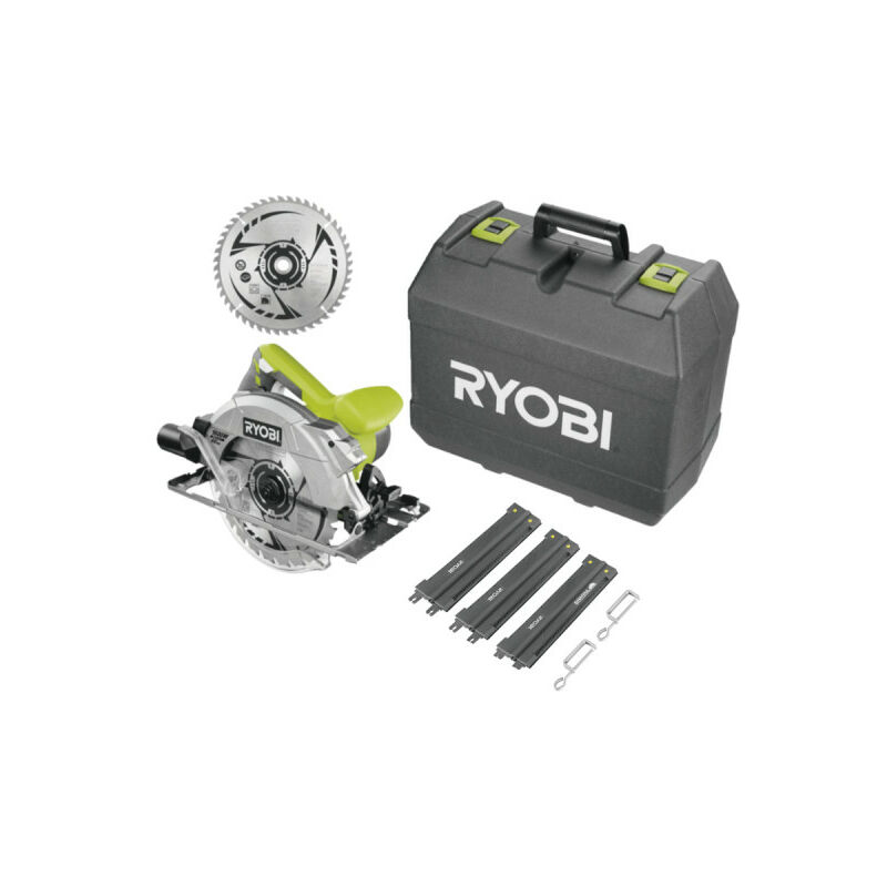 Ryobi - Pack Scie circulaire RCS1600-K2B - 1600W - 66mm - 1 lame 48 dents - 1 lame 24 dents - guide de coupe - RAK03SR