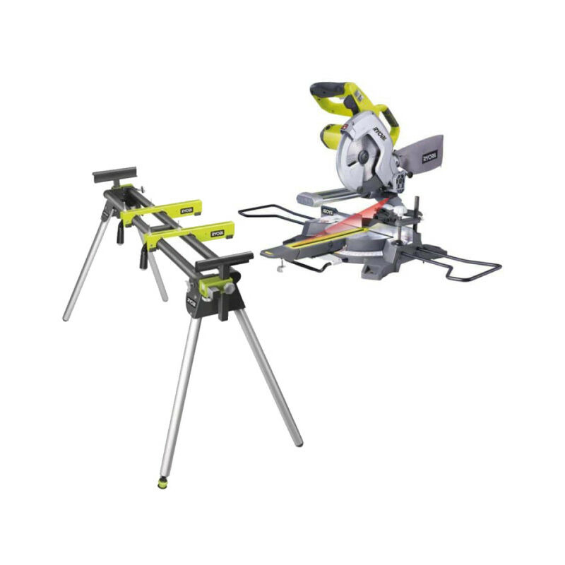 Pack Ryobi Scie à coupe d'onglets radiale électrique - 1500W - 216mm - EMS216L - Support universel RLS02