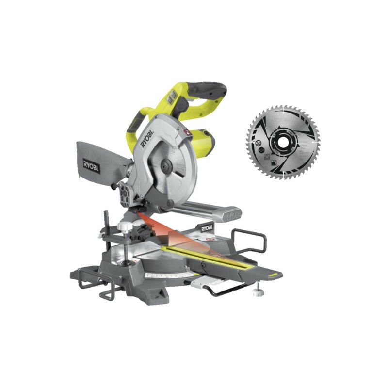 Ryobi - Pack Scie à coupe d'onglets radiale électrique EMS216L - 1500W - 216mm - lame carbure - SB216K16T48A1