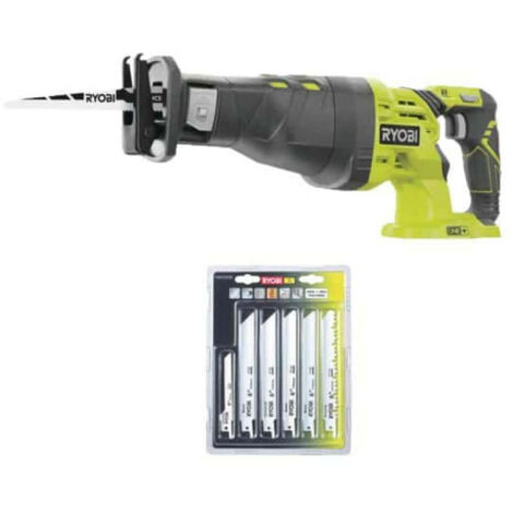 Pack RYOBI Scie sabre 18V One+ R18RS-0 - Lot de 6 lames universelles - bois et métal 100/152mm - RAK06RB