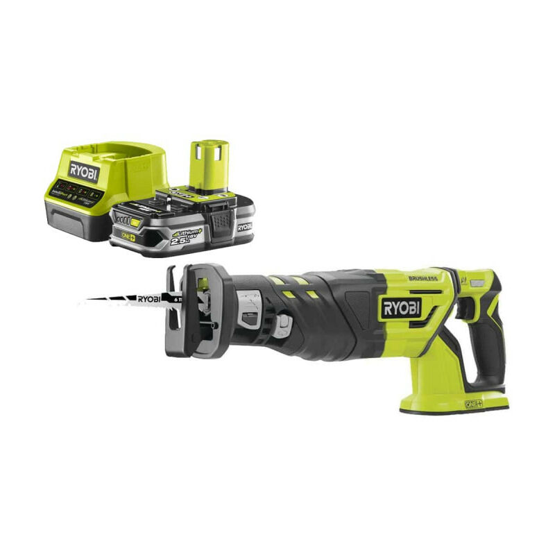 RYOBI Pack Scie sabre Brushless 18V OnePlus R18RS7-0 - 1 Batterie 2.5Ah - 1 Chargeur rapide RC18120-125