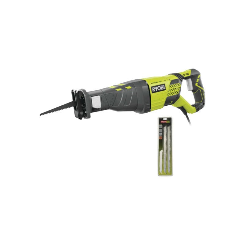 Pack Ryobi Scie sabre électrique RRS1200-K - 1200W - lot de 3 lames scie sabre - acier et inox - 300/152mm - RAK03SSRB