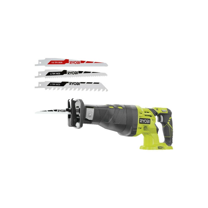 Pack Ryobi Scie sabre R18RS-0 - 18V One+ - sans batterie ni chargeur - Lot de 3 lames RAK3RBWM spéciales scie sabre