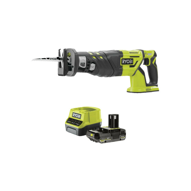 Pack RYOBI Scie sabre R18RS7 0 Brushless 18V One+ 1 batterie 2.0Ah 1 chargeur rapide RC18120 120