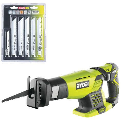 Pack RYOBI - Scie sabre RRS1801M - 18V One+ sans batterie ni chargeur - Lot de 6 lames universelles - bois et métal 100/152mm - RAK06RB