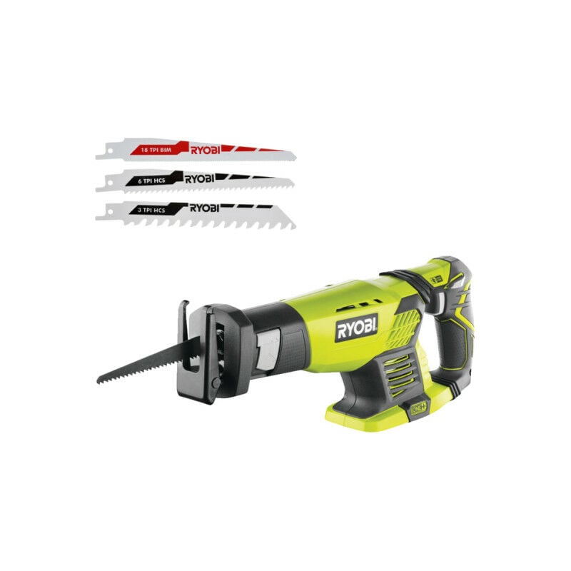Pack Ryobi Scie sabre RRS1801M - 18V One+ sans batterie ni chargeur - Lot de 3 lames RAK3RBWM spéciales scie sabre
