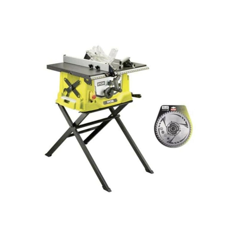 Ryobi - Pack scie sur table électrique 1800W 254mm piètement rétractable RTS1800S - lame carbure pour scies à coupe d'onglets 254mm SB254T48A1