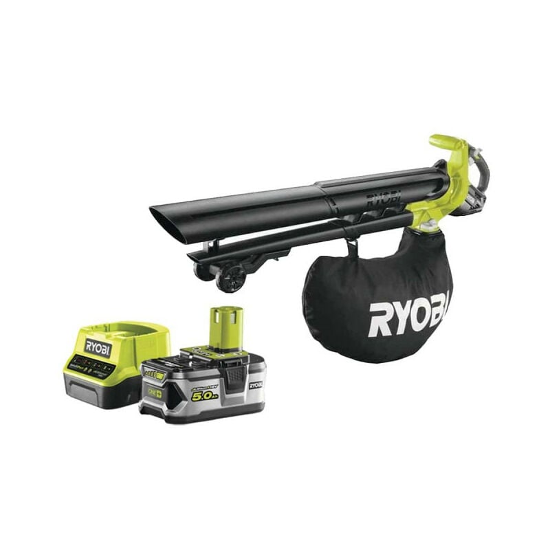 Ryobi - Pack Souffleur aspiro-broyeur 18V One+ Brushless OBV18 - 1 batterie 5.0Ah - 1 chargeur rapide 2.0Ah RC18120-150