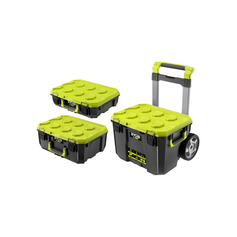 Pack Ryobi Système link Boîte à outils sur roulettes - Boite à outils medium - Boîte à outils compacte