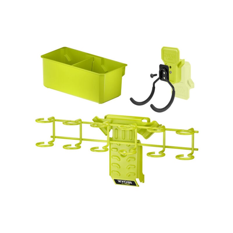 Ryobi - Pack Système link Porte-tounevis - Crochet double réversible - Bac de rangement double