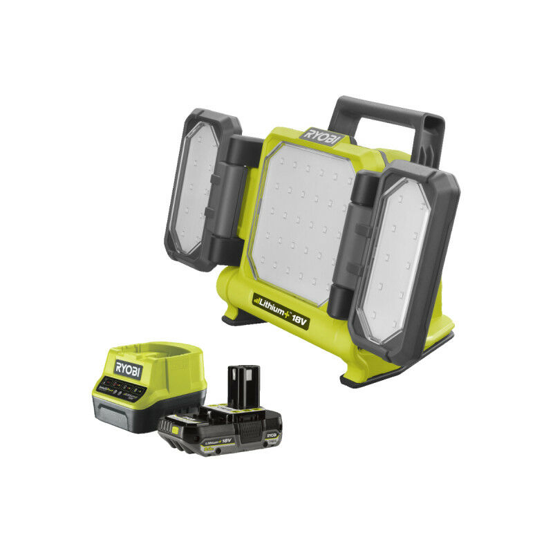 Ryobi - Pack Triple panneau lumineux led RLP18-0 - 18V One+ 3000 Lumens - 1 batterie 2.0Ah - 1 chargeur rapide RC18120-120