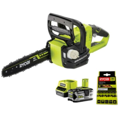 Pack RYOBI Tronçonneuse 18V One+ OCS1830 - 1 batterie 5.0Ah - 1 chargeur 2.0Ah RC18120-150 - chaine 30cm RAC227