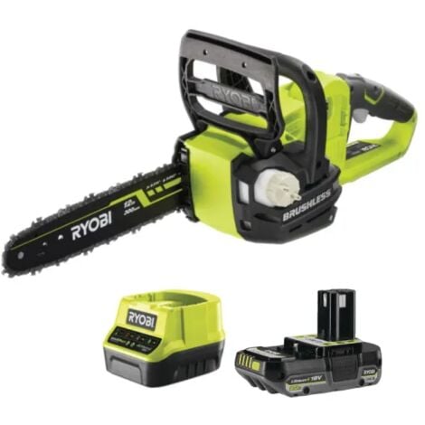Pack RYOBI Tronçonneuse OCS1830 - 18V One+ Brushless - 1 Batterie 2.0Ah - 1 Chargeur rapide