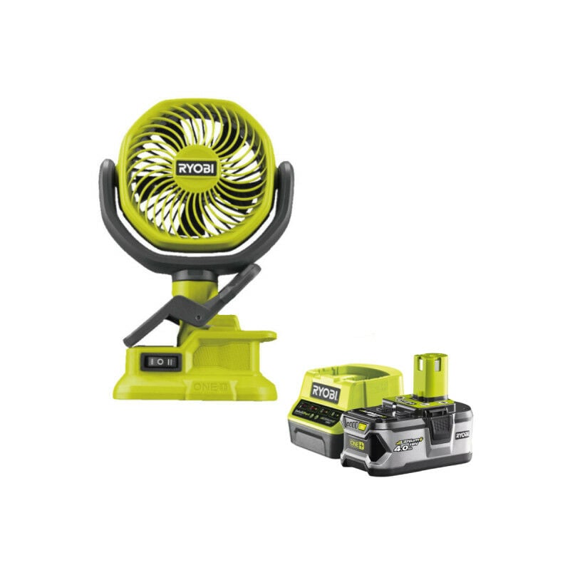 Pack RYOBI Ventilateur à pince 18V One+ RCF18-0 - 1 Batterie 4.0Ah - 1 Chargeur rapide RC18120-140
