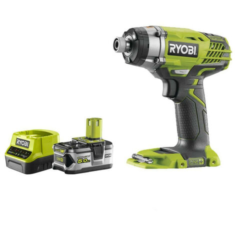 Pack RYOBI Visseuse à choc 18V One+ R18ID3-0 - 1 batterie 5.0Ah - 1 chargeur rapide 2.0Ah RC18120-150