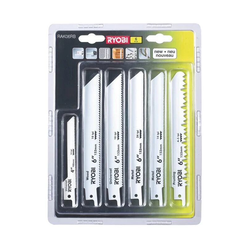 Image of Ryobi - RAK06RB Kit 6 gerade Sägeblätter 6'/4' 5/10/14/24TPI Holz Metall Kunststoff