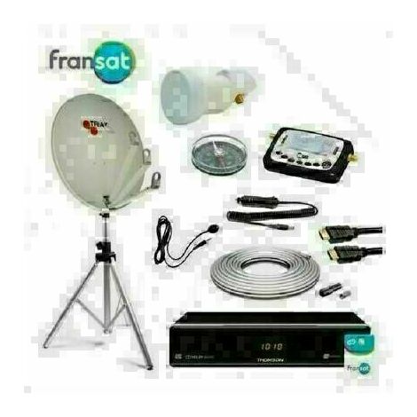 PACK SATELLITE CAMPING FRANSAT Trepied + Parabole pliable + Recepteur Fransat + KIT BEST HQSF 101 + KIT COAXIAL