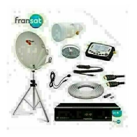 PACK SATELLITE CAMPING FRANSAT Trepied + Parabole pliable + Recepteur Fransat + KIT SF500 + KIT COAXIAL