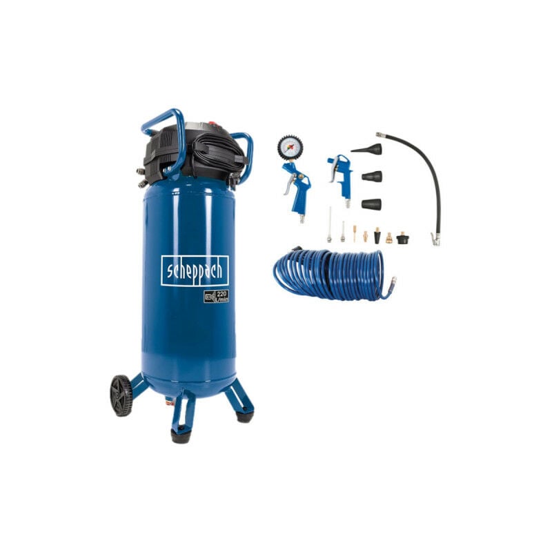 

Pack Compresor Vertical 50L 1500W - HC51V- Kit 13 accesorios - manguera 10m - Scheppach