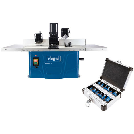 Pack SCHEPPACH défonceuse stationnaire - 1500W - HF50 - Coffret 12 fraises