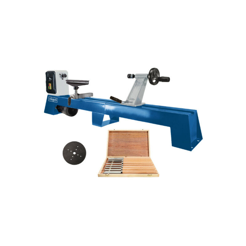 

Pack SCHEPPACH Torno de madera 400W - DM1100T - Juego de herramientas de torneado 8 piezas